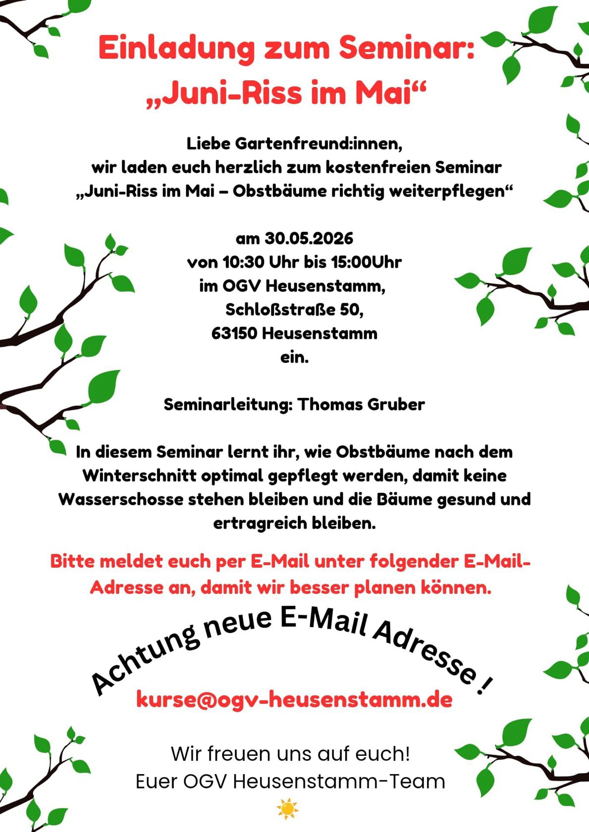 Juni-Riss im Mai Kurs